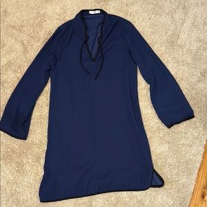 Mango Blue Long Sleeve Shift Dress